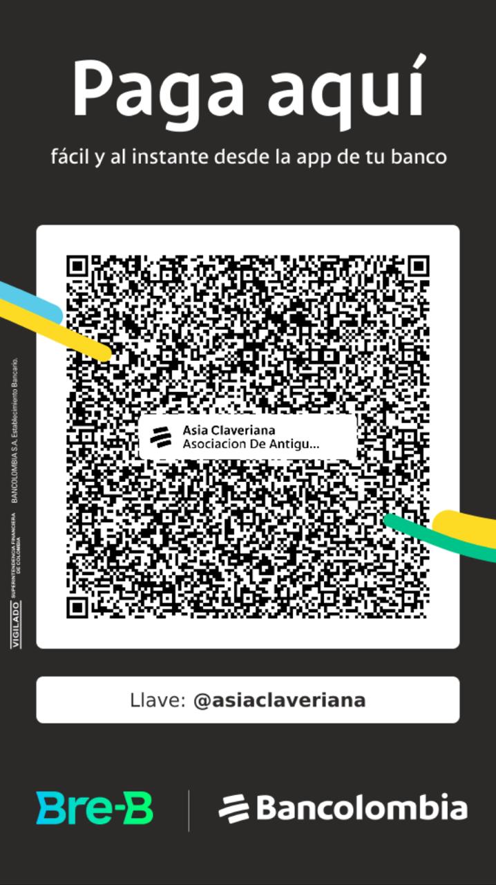 Código QR Bre-B para pagar la afiliación a ASIA Claveriana